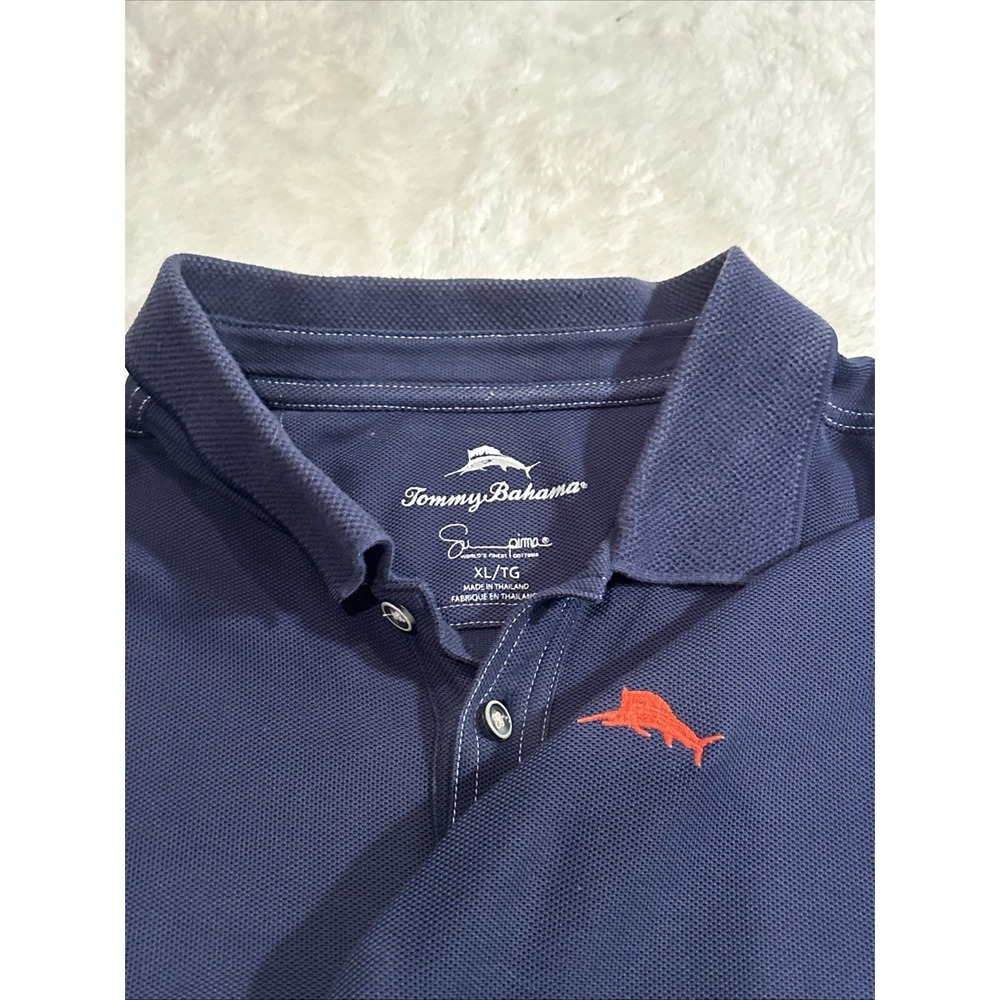 Tommy Bahama Polo Shirt Mens XL Navy Blue Supima Cotton Performance Golf
